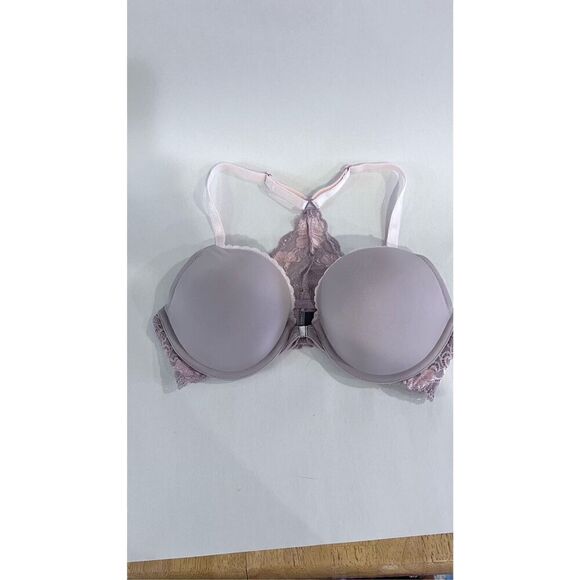 ADORE ME LITE LAVENDER BRA SZ 32DD LACE T BACK LACE SIDE ADJ STRAPS FRONT FASTEN - Picture 1 of 8